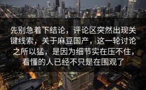先别急着下结论，评论区突然出现关键线索，关于麻豆国产，这一轮讨论之所以猛，是因为细节实在压不住，看懂的人已经不只是在围观了