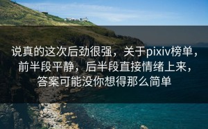 说真的这次后劲很强，关于pixiv榜单，前半段平静，后半段直接情绪上来，答案可能没你想得那么简单