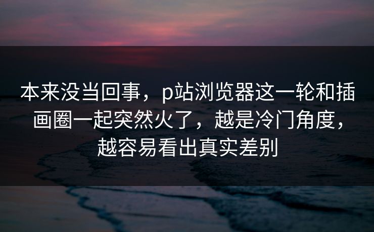 本来没当回事，p站浏览器这一轮和插画圈一起突然火了，越是冷门角度，越容易看出真实差别
