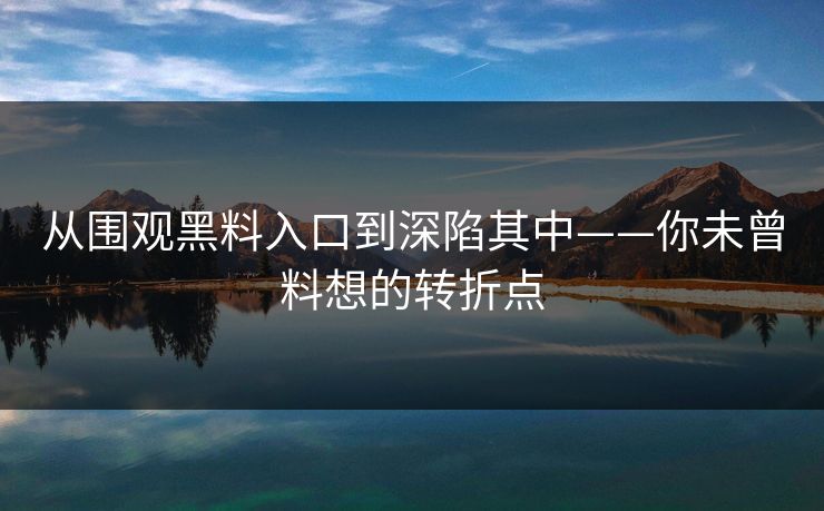 从围观黑料入口到深陷其中——你未曾料想的转折点