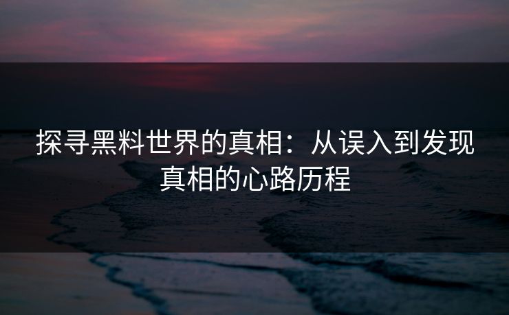 探寻黑料世界的真相：从误入到发现真相的心路历程