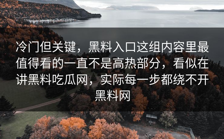 冷门但关键，黑料入口这组内容里最值得看的一直不是高热部分，看似在讲黑料吃瓜网，实际每一步都绕不开黑料网